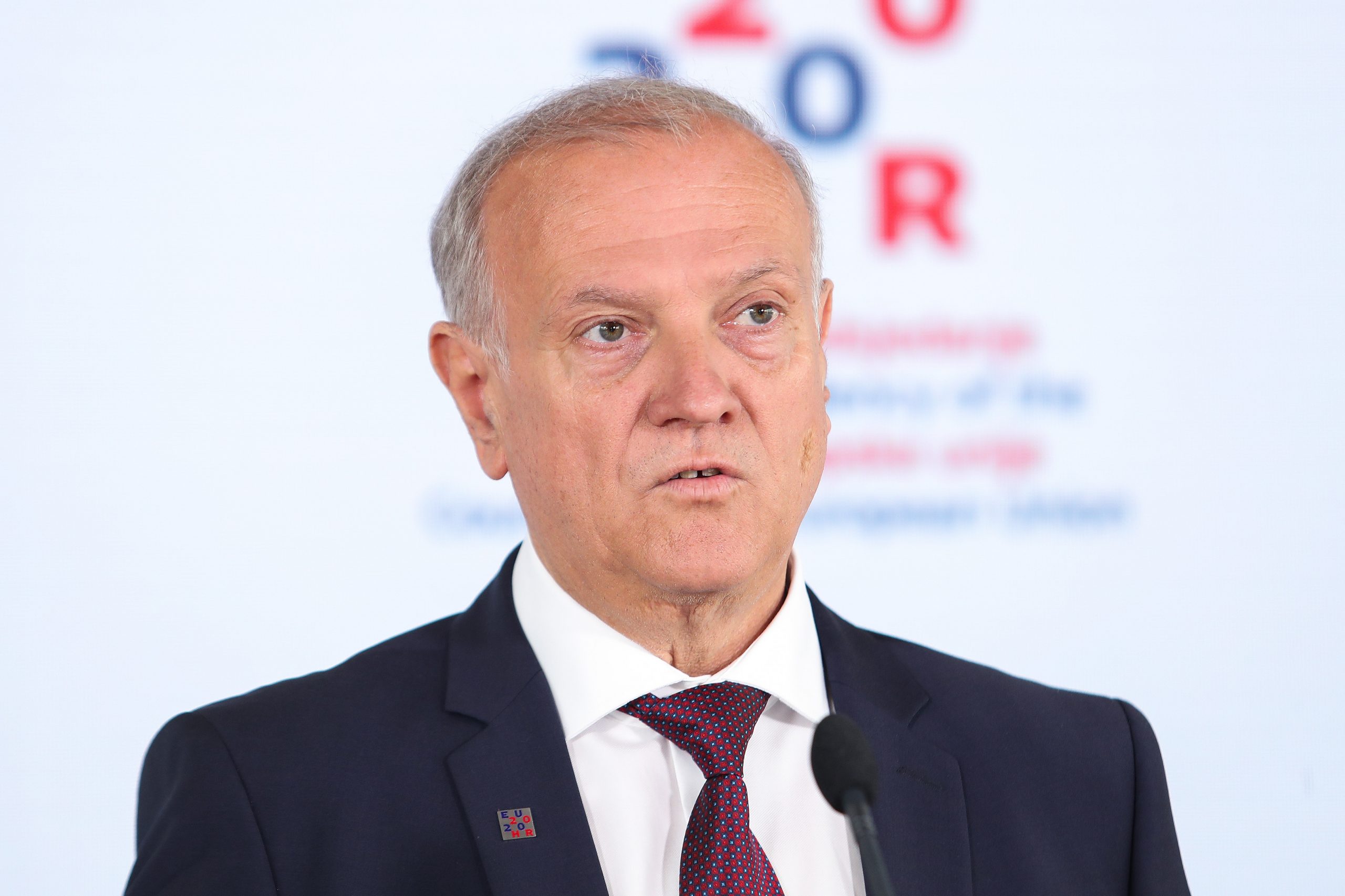 04.06.2020., Zagreb - U Nacionalnoj i sveucilisnoj knjiznici ministar pravodudja Drazen Bosnjakovic odrzao je videokonferenciju s ministrima pravosudja drzava clanica Europske unije. 
Photo: Luka Stanzl/PIXSELL/EU2020HR