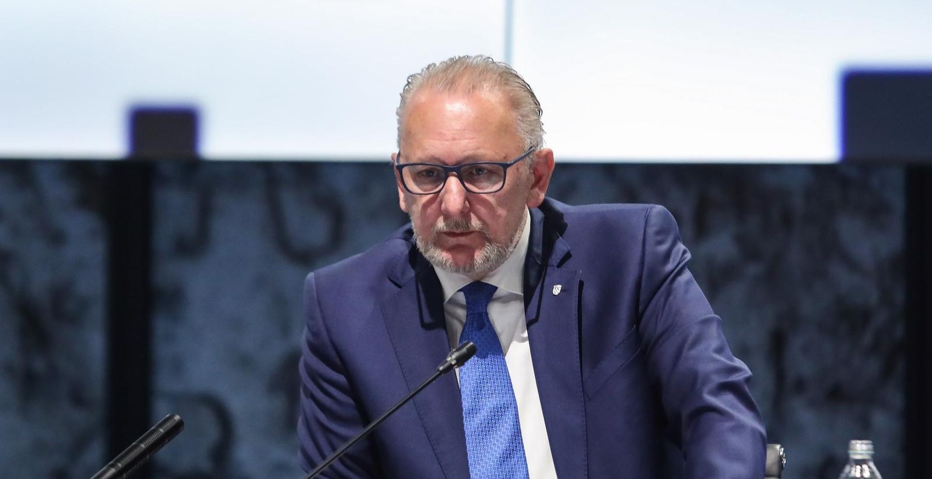 05.06.2020., Zagreb - U Nacionalnoj i sveucilisnoj knjiznici ministar unutarnjih poslova Davor Bozinovic odrzao je  videokonferenciju s ministrima drzava clanica Europske unije. 
Photo: Luka Stanzl/PIXSELL/EU2020HR