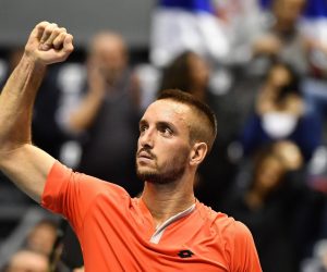 07.04.2017., dvorana Aleksandar Nikolic, Beograd, Srbija - Cetvrtfinale Svjetske skupine Davis Cupa, Srbija - Spanjolska. Viktor Troicki - Pablo Carreno Busta.
Photo: Srdjan Ilic/PIXSELL