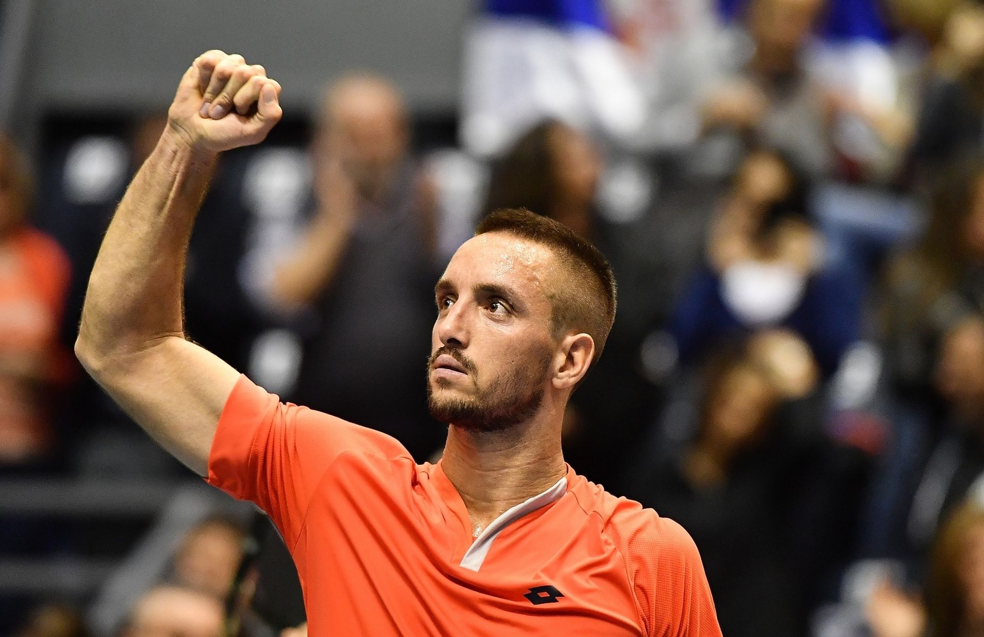 07.04.2017., dvorana Aleksandar Nikolic, Beograd, Srbija - Cetvrtfinale Svjetske skupine Davis Cupa, Srbija - Spanjolska. Viktor Troicki - Pablo Carreno Busta.
Photo: Srdjan Ilic/PIXSELL