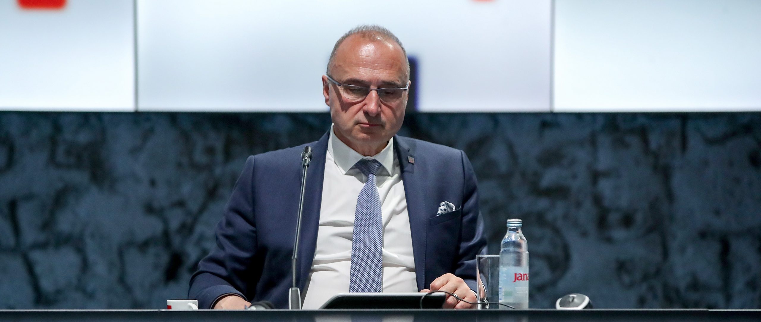08.06.2020., Zagreb - U Nacionalnoj i sveucilisnoj knjiznici ministar vanjskih i europskih poslova, Gordan Grlic Radman, odrzao je videokonferenciju "FAC Developement" s ministrima drzava clanica Europske unije. Photo: Igor Kralj/PIXSELL/EU2020HR