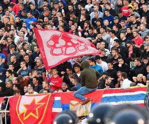 10.06.2020., stadion FK Partizan, Beograd - Polufinale nogometnog Kupa Srbije, FK Partizan - FK Crvena zvezda. Delije, navijaci Crvene zvezde Photo: Srdjan Ilic/PIXSELL