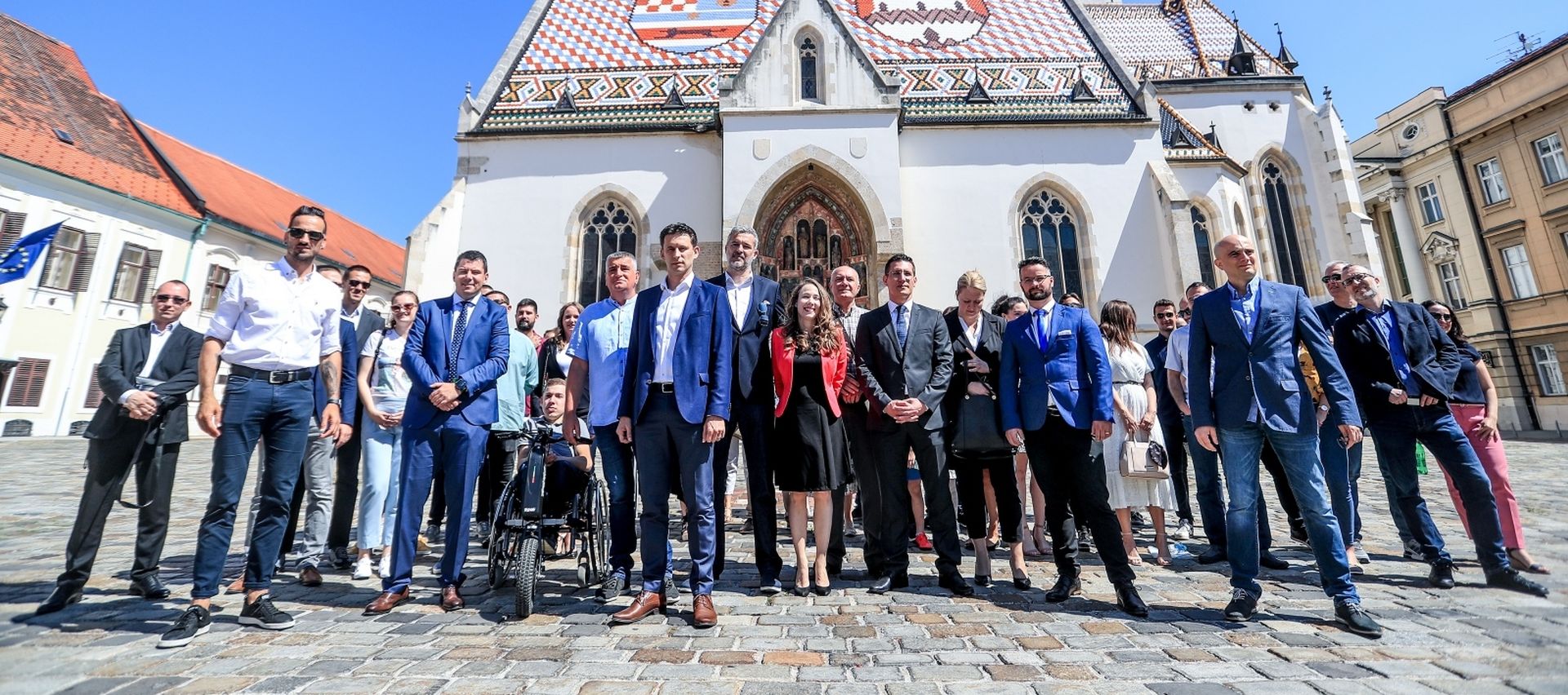 13.06.2020., Zagreb -  Na Markovom trgu predsjednik Mosta Bozo Petrov predstavio je nositelje kandidacijskih lista Mosta NL za parlamentarne izbore na konferenciji za novinare.
Photo: Slavko Midzor/PIXSELL