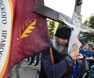 14.05.2020., Beograd, Srbija - Skup podrske episkopu budimljansko-niksickom Joanikiju i svecenstvu Srpske pravoslavne crkve u Crnoj Gori koji su uhiceni u subotu nakon Svetovasilijevske litije u Niksicu koja je krsila zabranu okupljanja. Photo: Srdjan Ilic/PIXSELL