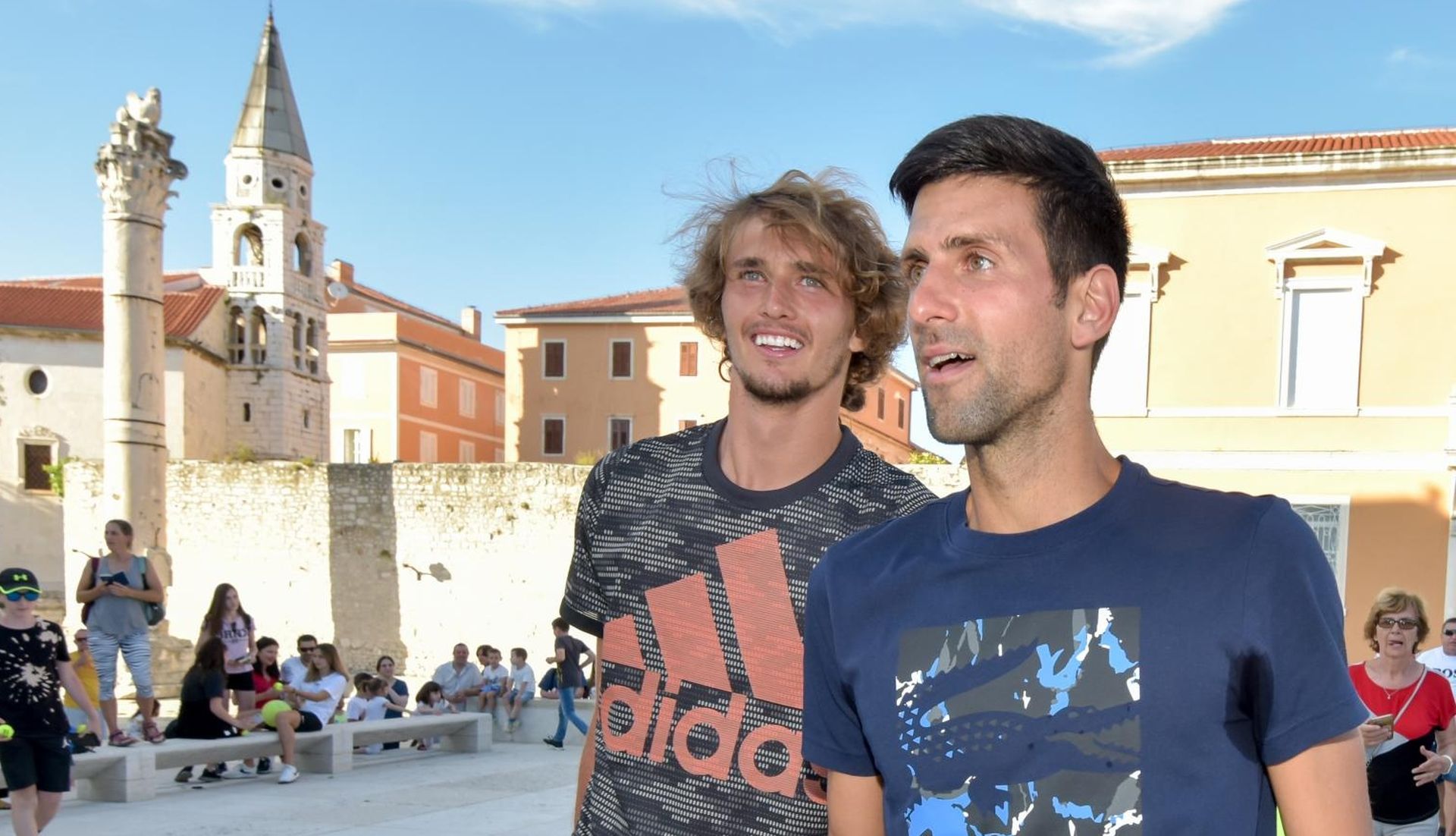 18.06.2020., Zadar - Na Forumu je odrzan Kids day teniskog susreta Adria tour. Najpoznatija imena svjetskog tenisa igrala su na Forumu sa odusevljenom djecom. Novak Djokovic, Alexander Zverev.
Photo: Dino Stanin/PixSell