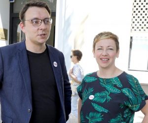 19.06.2020., Zagreb - Bojan Glavasevic, kandidat lijevo zelene koalicije na listi za 6. izbornu jedinicu, odrzao je ispred sjedista HDZ-a konferenciju za medije. 
Photo: Patrik Macek/PIXSELL