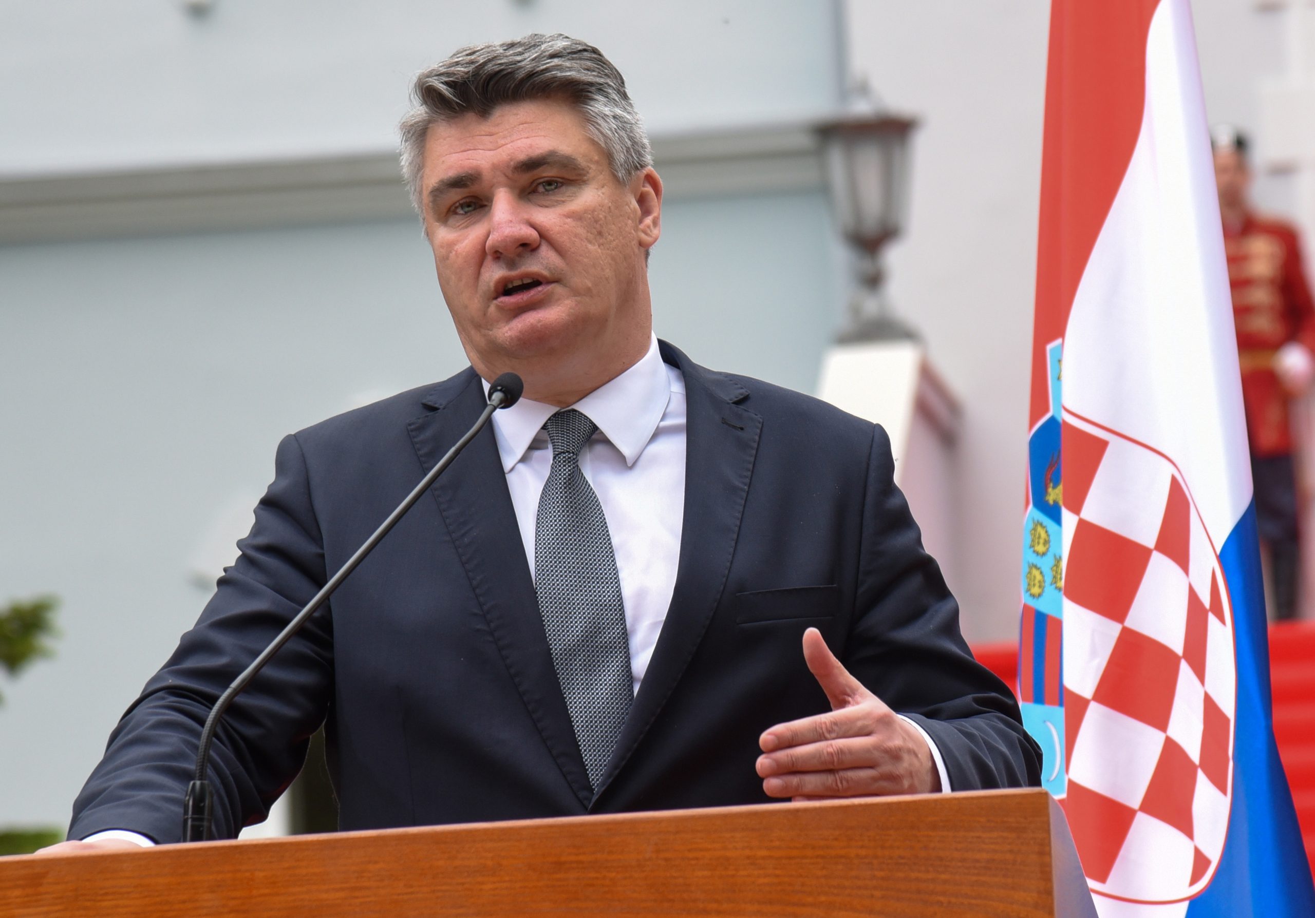 22.06.2020., Cetinje, Crna Gora - Zajednicka konferencija za medije predsjednika Crne Gore Mile Djukanovica i predsjednika Hrvatske Zorana Milanovica koji ce boraviti u dvodnevnom sluzbenom pojetu u Crnoj Gori. Photo: Savo Prelevic/PIXSELL