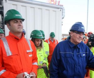 23.10.2019., Pula - Obilazak plinske proizvodne platforme Ivana A/K kojom upravlja operativna kompanija INAgip povodom 20 godina od pocetka eksploatacije plina u Jadranu. Ministar zastite okolisa i energetike Tomislav Coric  Photo: Marin Tironi/PIXSELL