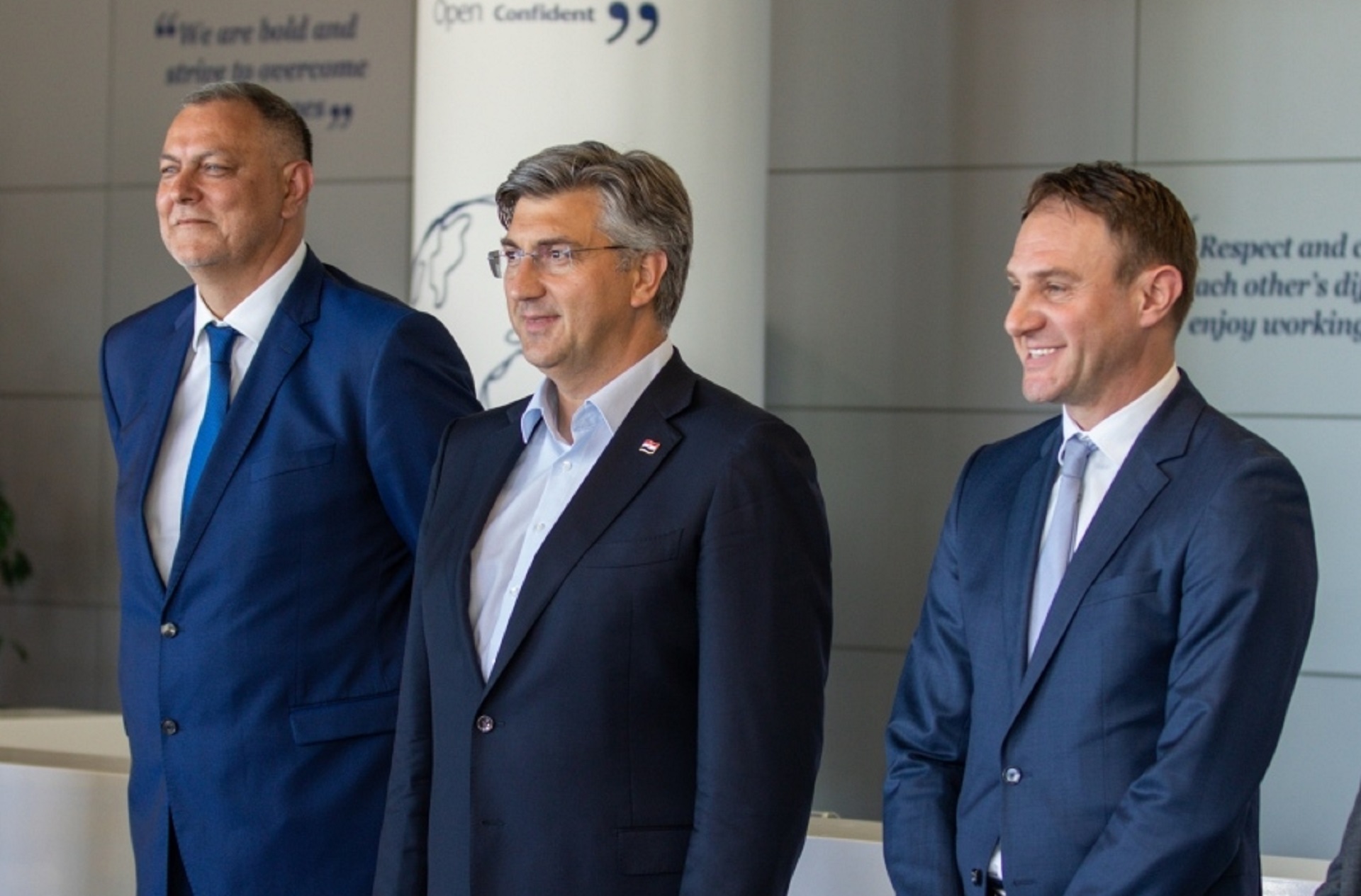 30.06.2020., Kanfanar - Obilazak Tvornice duhana Rovinj - British American Tobacco Adria. Ministar mora, prometa i infrastrukture Oleg Butkovic, ministar turizma Gari Cappelli, predsjednik Vlade Andrej Plenkovic, Zvonko Kolobara Photo: Srecko Niketic/PIXSELL