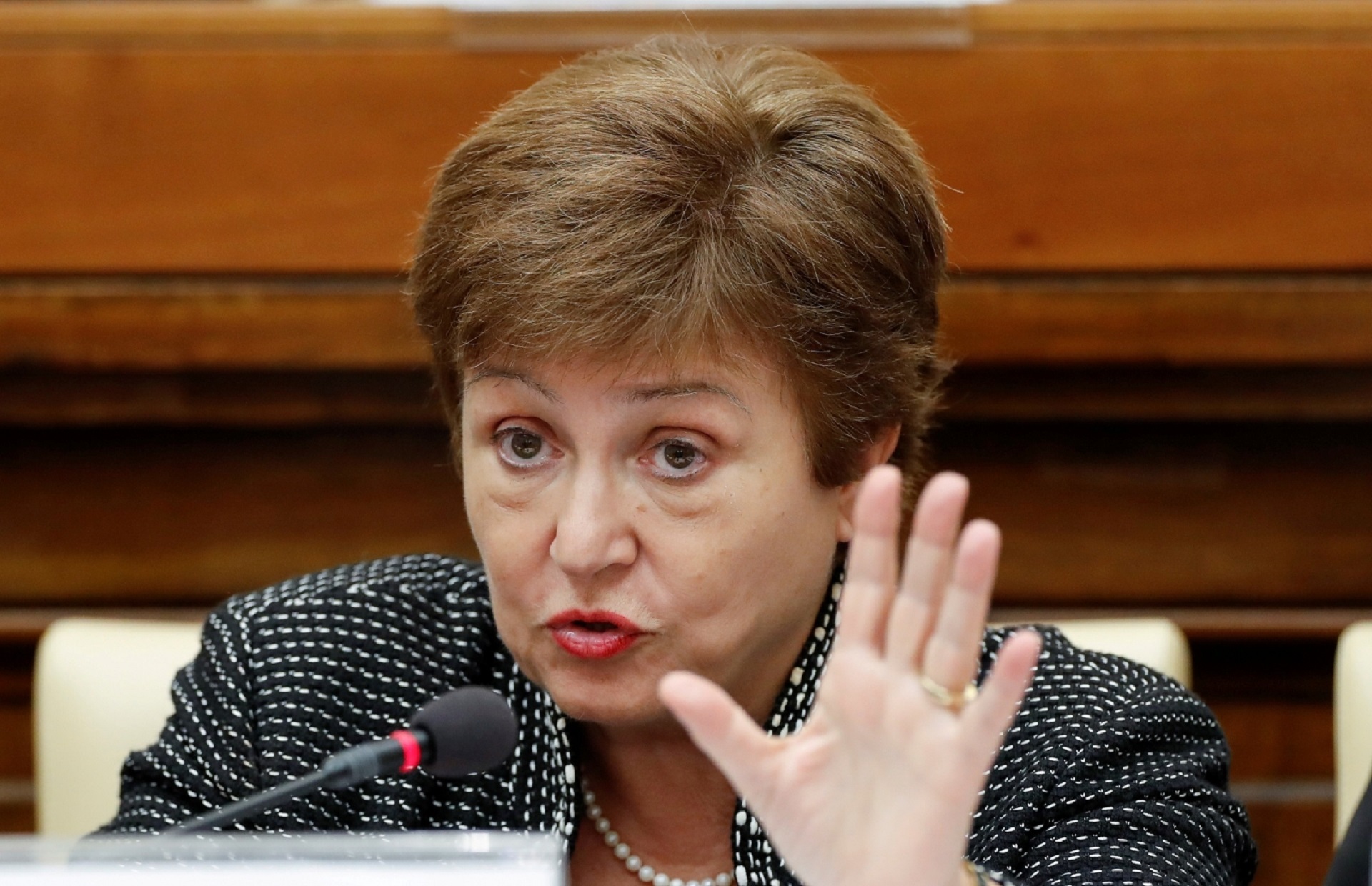 FILE PHOTO: FILE PHOTO: IMF Managing Director Kristalina Georgieva, at a conference on Feb 5, 2020 FILE PHOTO: FILE PHOTO: IMF Managing Director Kristalina Georgieva speaks during a conference hosted by the Vatican on economic solidarity, at the Vatican, February 5, 2020. REUTERS/Remo Casilli/File Photo Remo Casilli