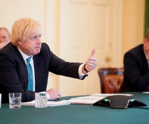 Prime Minister Boris Johnson attends the EU Presidents Meeting at 10 Downing Street in London Prime Minister Boris Johnson, joined by Europe Adviser and Chief Negotiator of Task Force Europe David Frost and Chancellor of the Duchy of Lancaster Michael Gove, takes part in a video conference call with European Council president Charles Michel, European Commission President Ursula von der Leyen and European Parliament President David Sassoli and EU's Brexit negotiator Michel Barnier, at 10 Downing Street in London, Britain June 15, 2020. Andrew Parsons/10 Downing Street/Handout via REUTERS   THIS IMAGE HAS BEEN SUPPLIED BY A THIRD PARTY. IMAGE CAN NOT BE USED FOR ADVERTISING OR COMMERCIAL USE. IMAGE CAN NOT BE ALTERED IN ANY FORM. NO RESALES. NO ARCHIVES Andrew Parsons/10 Downing St