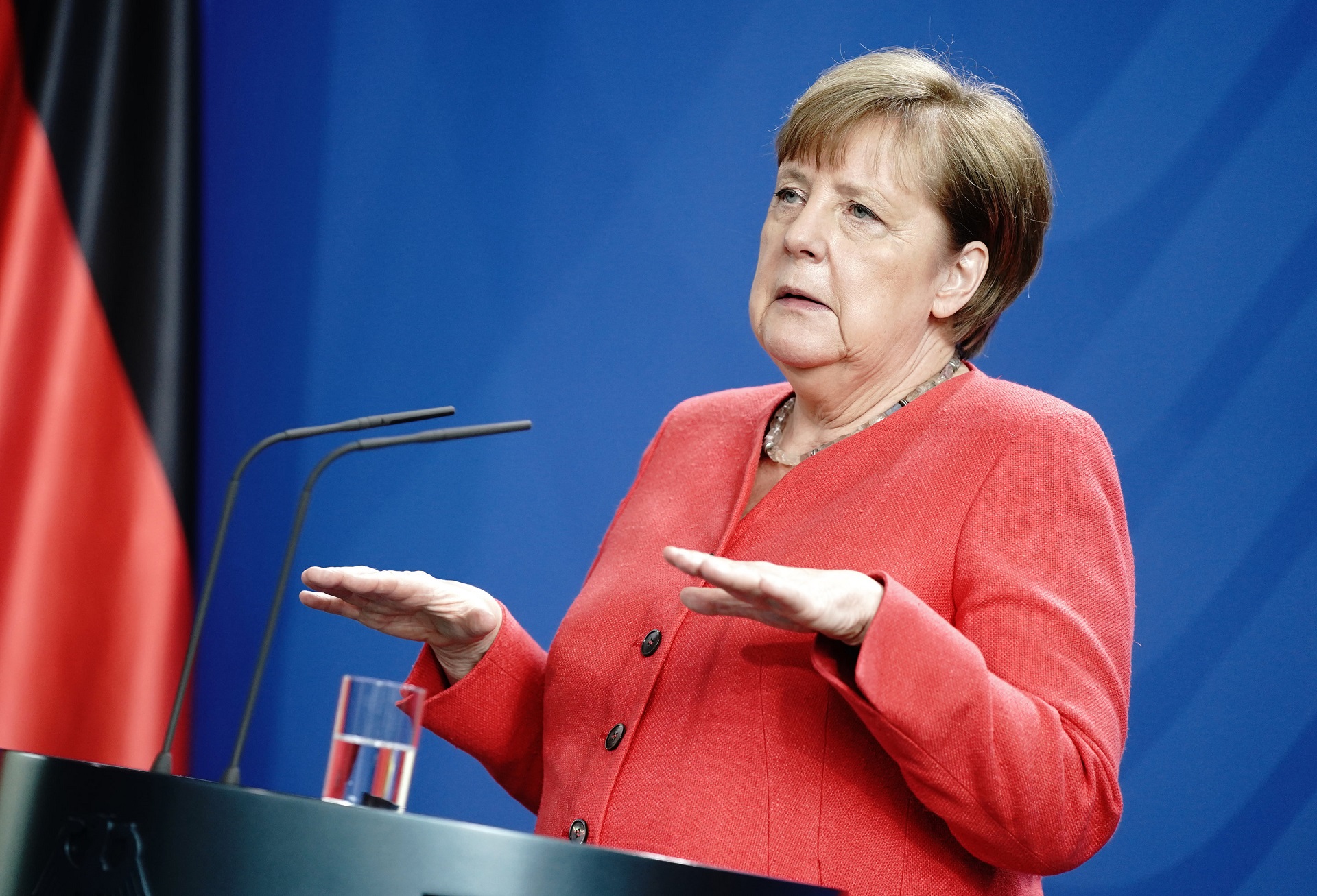 19 June 2020, Berlin: German Chancellor Angela Merkel speajs during a press conference at the German Chancellery after attending the EU Summit via videoconference. Merkel and her EU colleagues discussed for the first time the planned economic stimulus package for reconstruction after the coronavirus pandemic. Photo: Kay Nietfeld/dpa-Pool/dpa