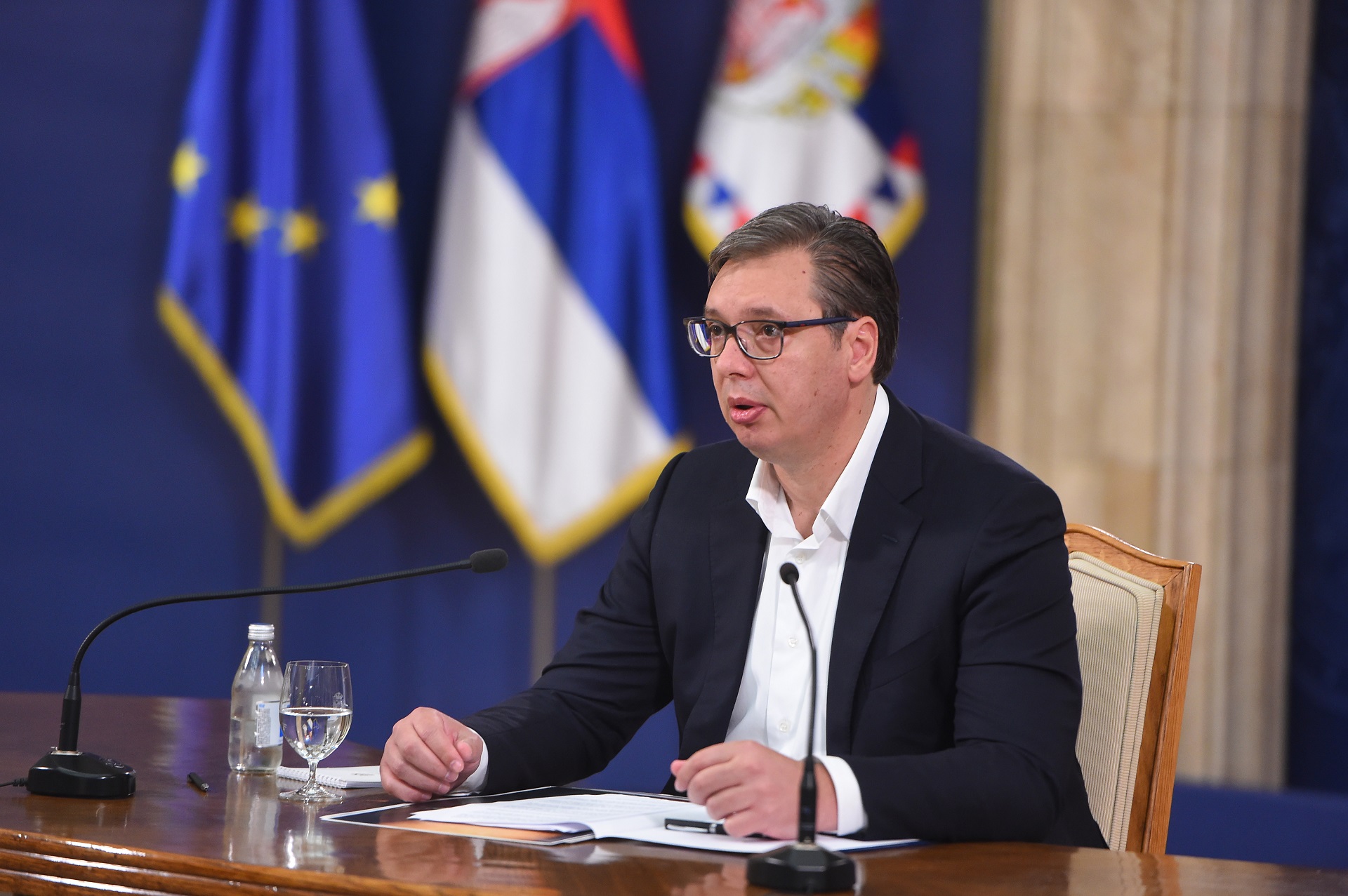 Beograd, 08.07.2020 - Predsjednik Srbije Aleksandar Vuèiæ obratio se graðanima Republike Srbije.
foto HINA/ TANJUG/Dragan KUJUNDIÆ/ ik