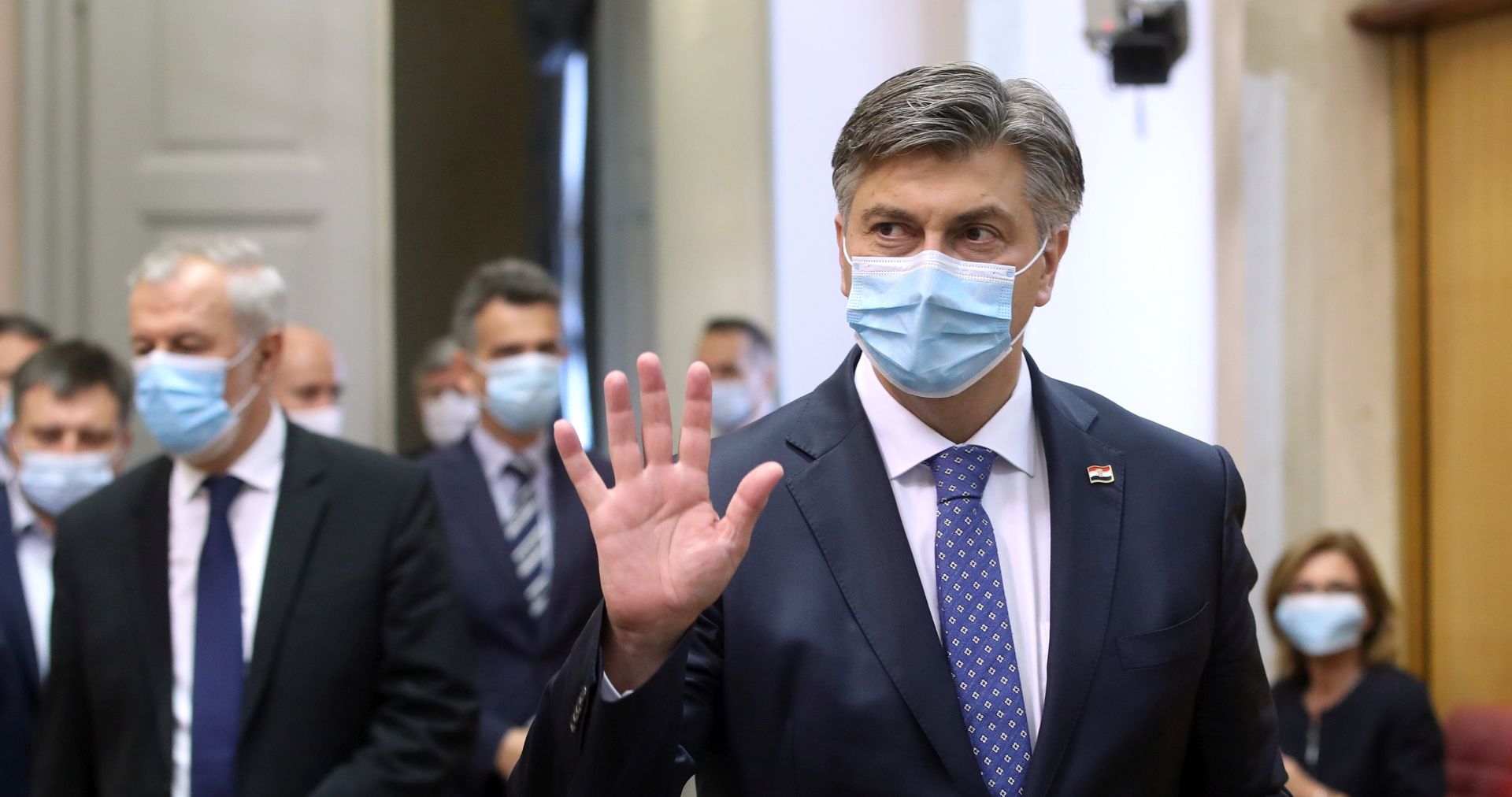 Zagreb, 22.07.2020 - Konstituiran je novi, 10. saziv Hrvatskog sabora, u srijedu je, naime, za njegova predsjednika po drugi  puti izabran Gordan Jandrokovic (HDZ). Na slici predsjednik Vlade Andrej Plenkovic.
foto HINA/ Damir SENCAR/ ds