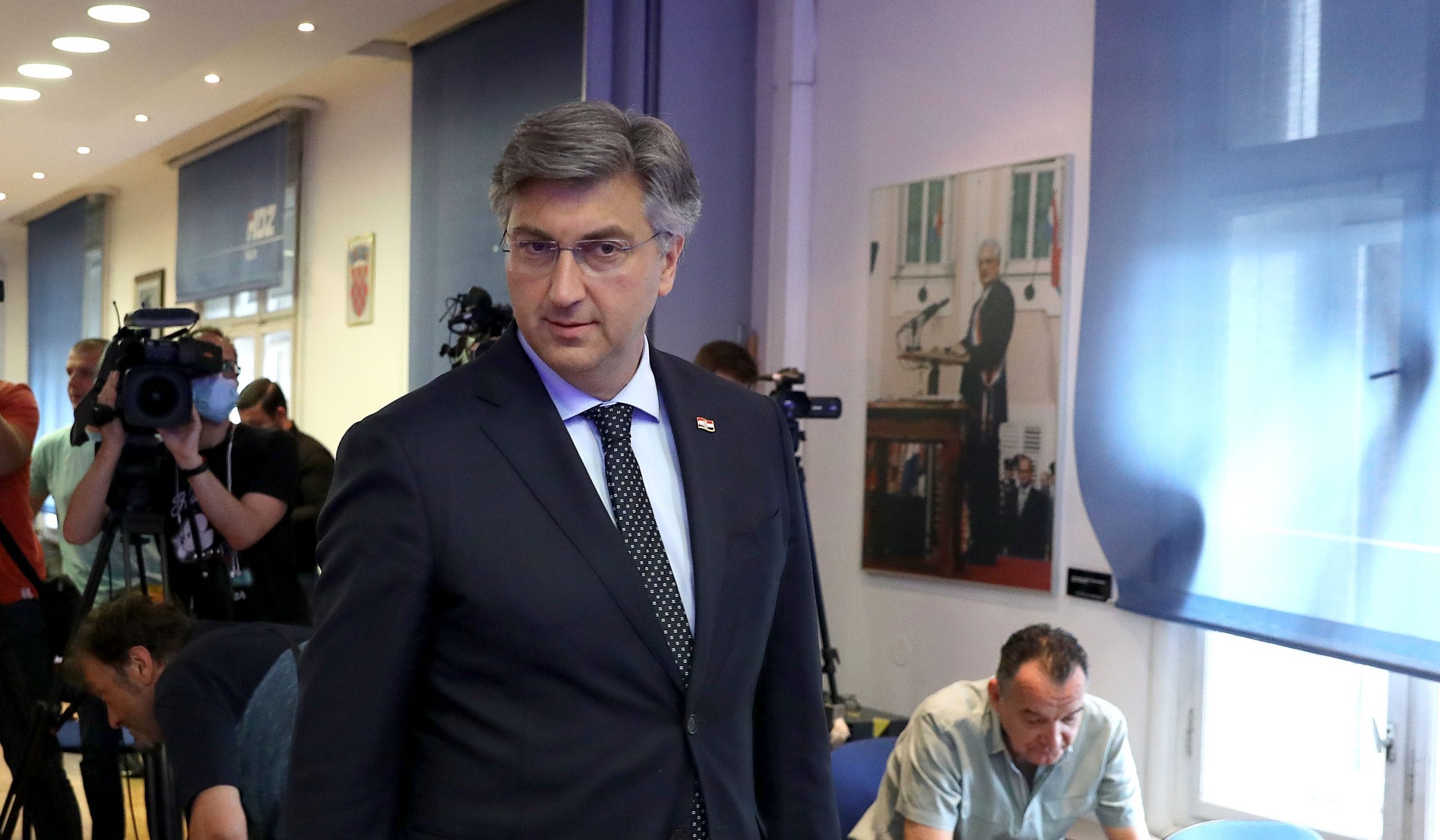 03.07.2020., Zagreb - Predsjednik HDZ-a Andrej Plenkovic odrzao je u sjedistu stranke zavrsnu konferenciju za medije na temu "Ponosna, sigurna i utjecajna Hrvatska".
Photo: Patrik Macek/PIXSELL
