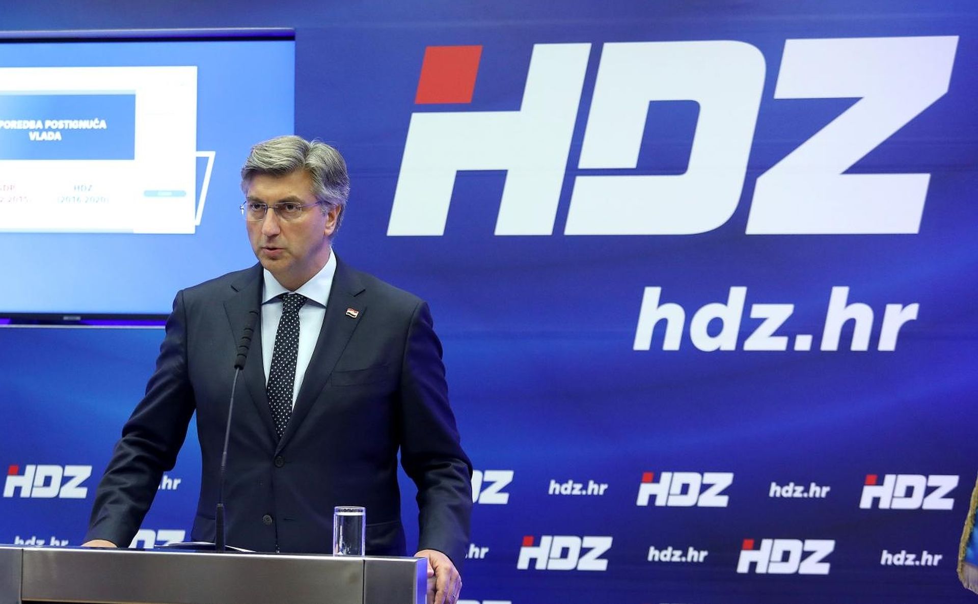03.07.2020., Zagreb - Predsjednik HDZ-a Andrej Plenkovic odrzao je u sjedistu stranke zavrsnu konferenciju za medije na temu "Ponosna, sigurna i utjecajna Hrvatska".
Photo: Patrik Macek/PIXSELL