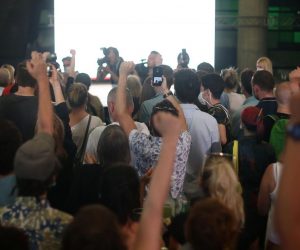 05.07.2020., Zagreb - Koalicija Mozemo! koju cine Nova ljevica, Radnicka fronta, ORAH, Zagreb je nas i Za Grad izborne rezultate docekala je na platou Muzeja suvremene umjetnosti. Photo: Marin Tironi/PIXSELL