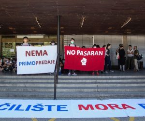 09.07.2020., Zagreb - Prosvjed studenata Filozofskog fakulteta protiv rektora Borasa. Photo: Davor Puklavec/PIXSELL