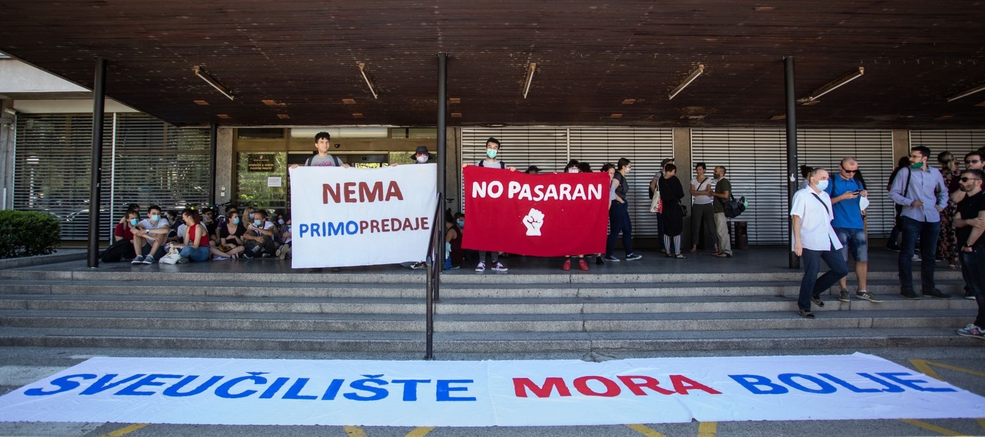 09.07.2020., Zagreb - Prosvjed studenata Filozofskog fakulteta protiv rektora Borasa. Photo: Davor Puklavec/PIXSELL