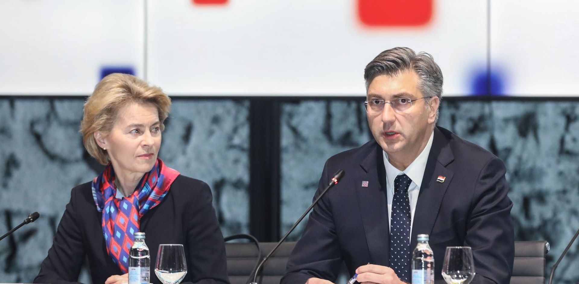 10.01.2020., Zagreb - Plenarni sastanak clanova Europske komisije i Vlade Republike Hrvatske. Predsjednik Vlade RH Andrej Plenkovic, predsjednica Europske komisije Ursula von der Leyen. Photo: Borna Filic/PIXSELL/EU2020HR