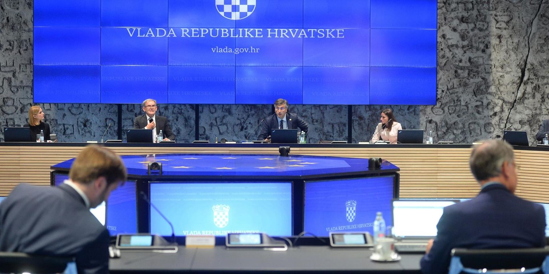 10.06.2020., NSK, Zagreb - Odrzana redovita sjednica vlade u  Nacionalnoj i sveucilisnoj knjiznici. Tomislav Ivic, Andrej Plenkovic. 
Photo: Marko Prpic/PIXSELL