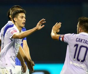 12.07.2020., stadion Maksimir, Zagreb - Hrvatski Telekom Prva liga, 34. kolo, GNK Dinamo - HNK Hajduk. Mario Cuic, Mijio Caktas
 Photo: Matija Habljak/PIXSELL