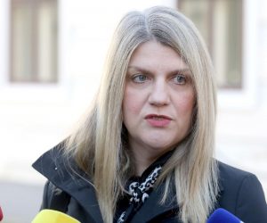13.02.2020., Zagreb - Povodom Predsjedanja Hrvatske Vijecem Europske unije Gong je organizirao konferenciju za medije na Trgu svetog Marka na kojoj je govorila Oriana Ivkovic Novokmet, izvrsna direktorica Gonga.
Photo: Patrik Macek/PIXSELL