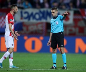 16.11.2019., stadion HNK Rijeka, Rijeka - Kvalifikacije za Europsko prvenstvo, skupina E, 9. kolo, Hrvatska - Slovacka. Marcelo Brozovic, sudac Clement Turpin.  
Photo: Igor Soban/PIXSELL