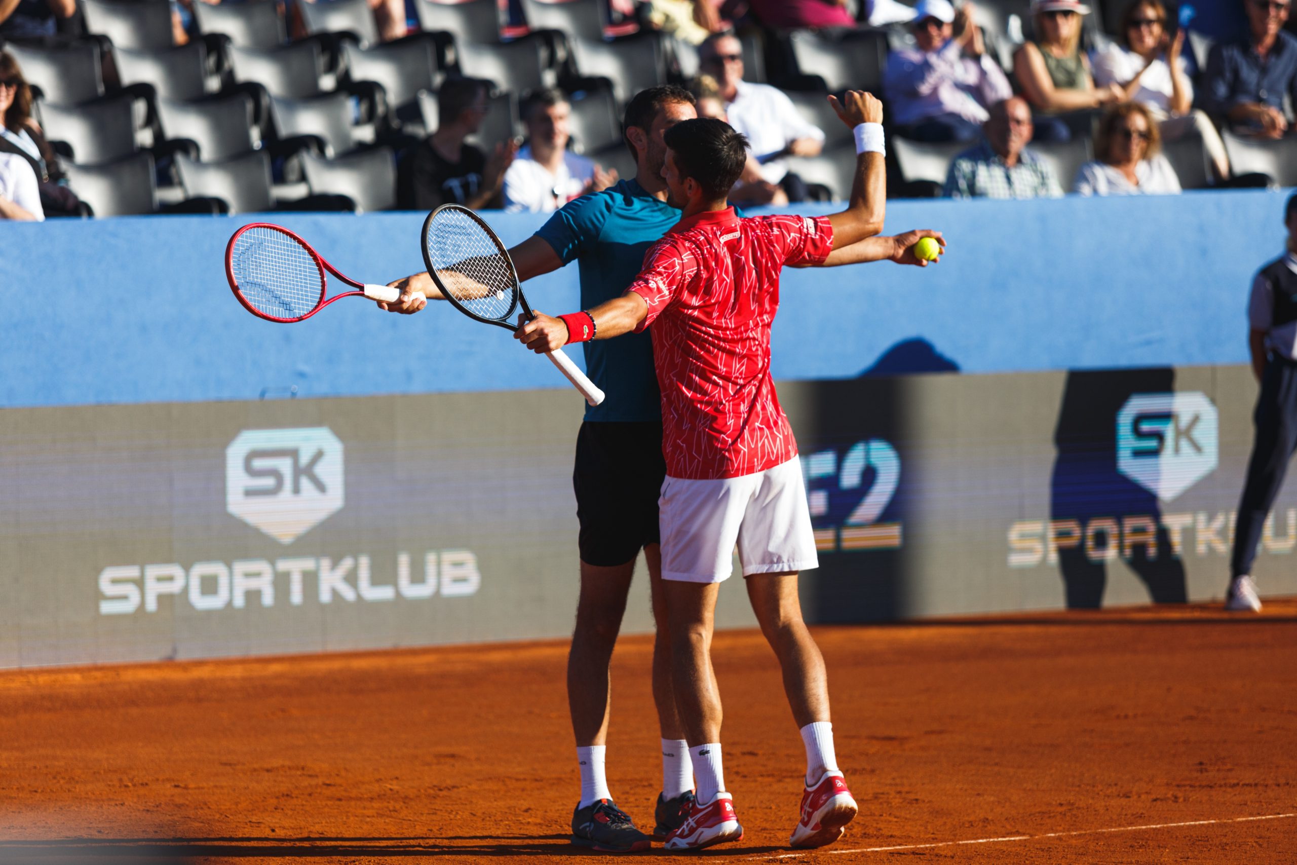 19.06.2020., Zadar - Egzibicijski mec Novaka Djokovica protiv zvijezda Adria Toura.Novak Djokovic,Marin Cilic
Photo: Marko Dimic/PIXSELL