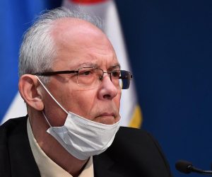 22.03.2020., Beograd, Srbija - Konferencija za medije u vladi Srbije. U Srbiji je potvrdjeno 188 slucajeva korona virusa, danas je preminula jos jedna osoba. Policijski sat od danas traje od 17 do 5h. Dr Predrag Kon
 Photo: Srdjan Ilic/PIXSELL
