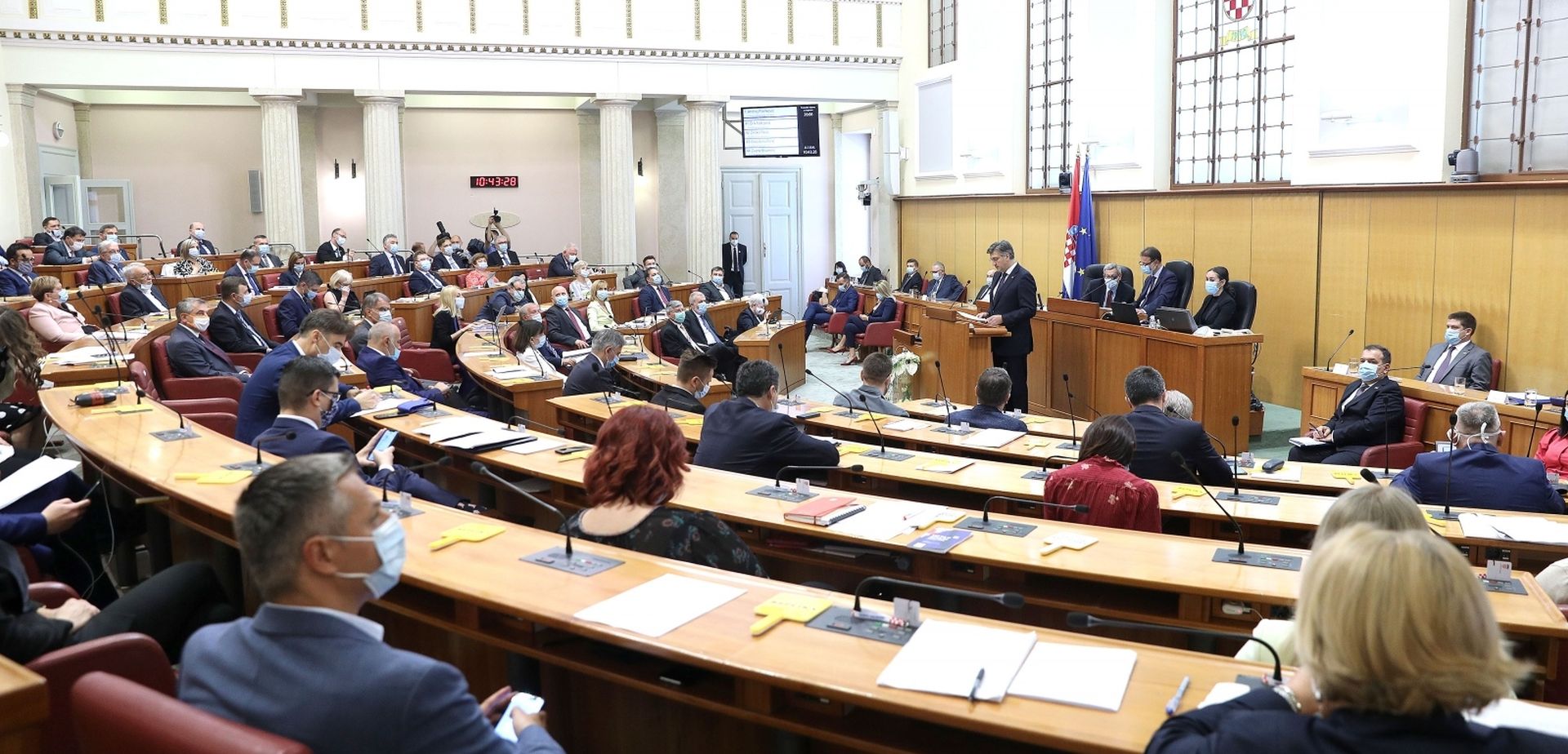 23.07.2020., Zagreb - 1. sjednica Hrvatskoga sabora nastavljena je danas predstavljanjem nove Vlade Republike Hrvatske. Glasovanje o povjerenju Vladi  ocekuje se u popodnevnim satima.
Photo: Patrik Macek/PIXSELL