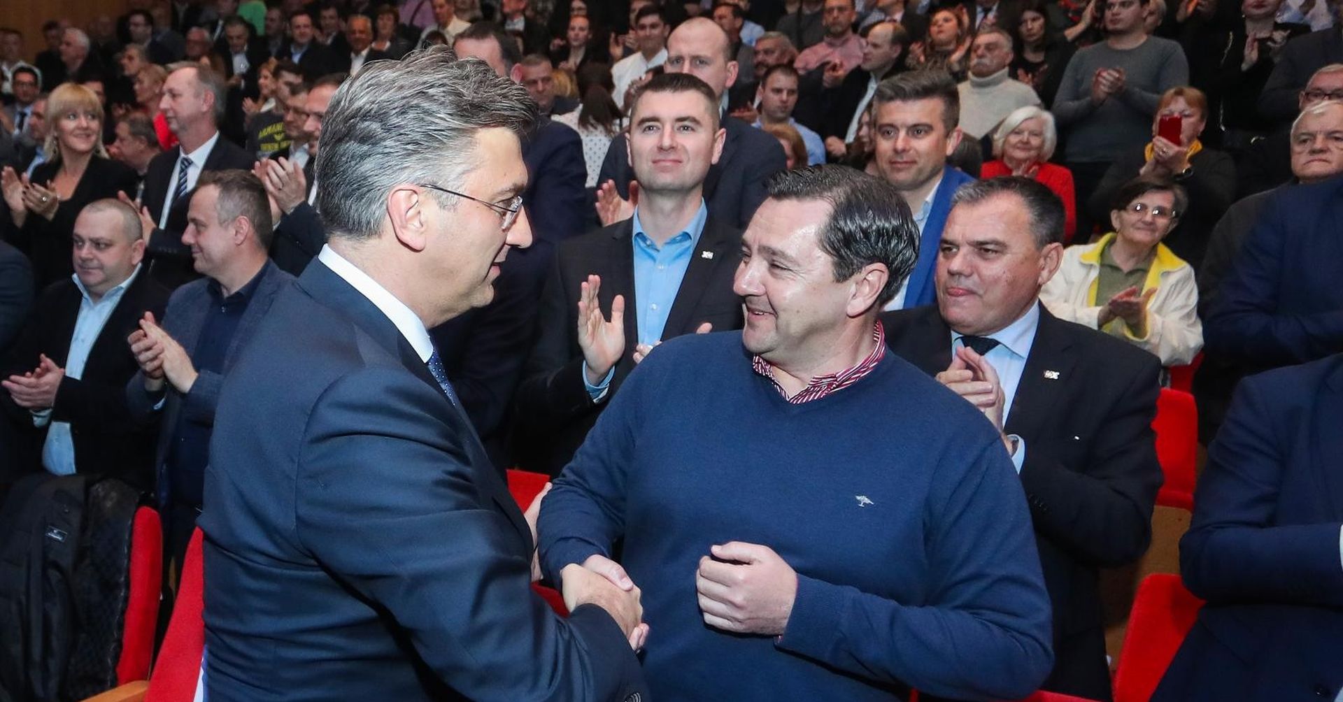 24.02.2020., Zagreb - U prostorijama Kulturnog centra Travno predsjednik HDZ-a, premijer Andrej Plenkovic sudjelovao je na svecanom obiljezavanju 30. obljetnice osnutka podrucnih odbora HDZ-a Brezovica, Novi Zagreb - zapad i Novi Zagreb - istok. Premijer Andrej Plenkovic, Andrija Mikulic. 
 Photo: Luka Stanzl/PIXSELL
