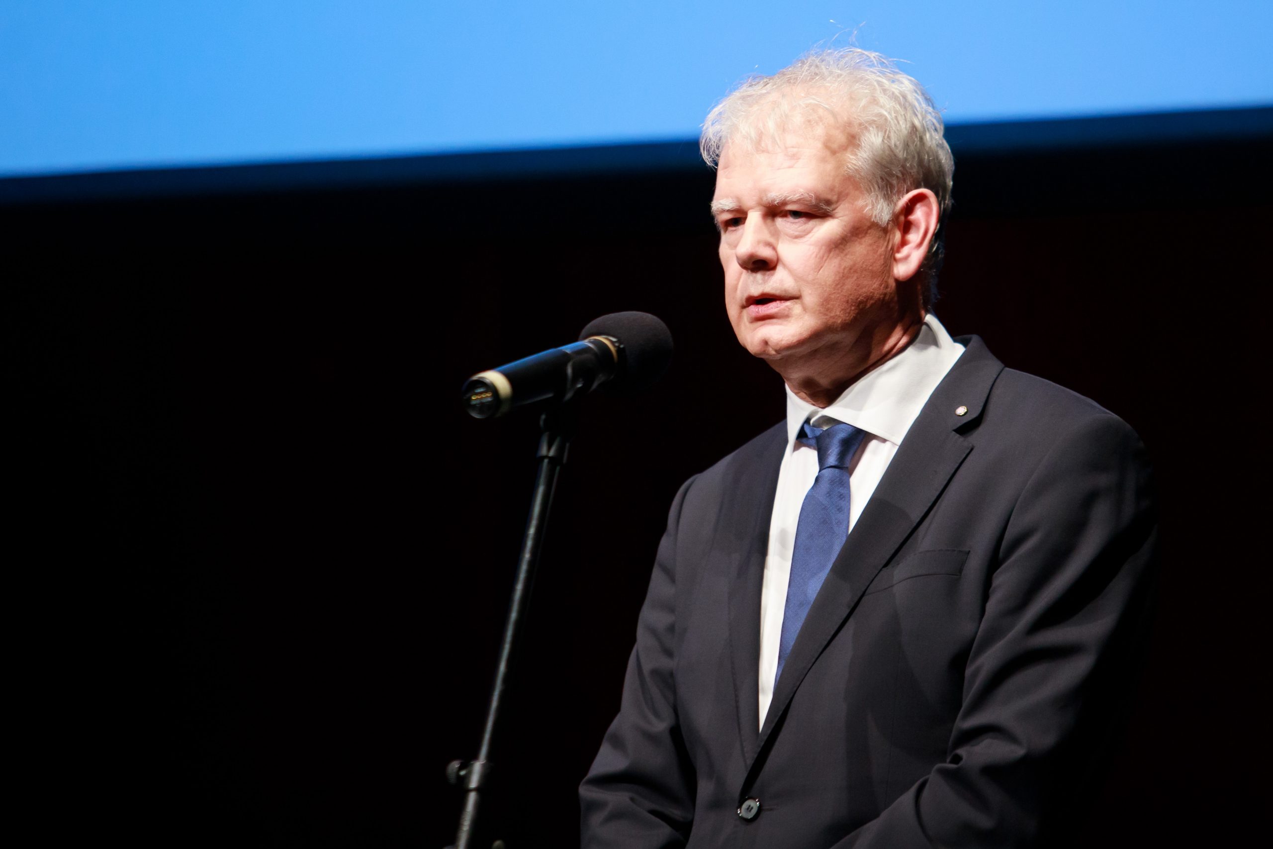 27.10.2019., Split - u Hrvatskom narodnom kazalistu Split odrzana premijera filma "Ivanova igra" o Ivanu Gudelju.   
Predsjednik Hakduka Marin Brbic. 
Photo: Milan Sabic/PIXSELL