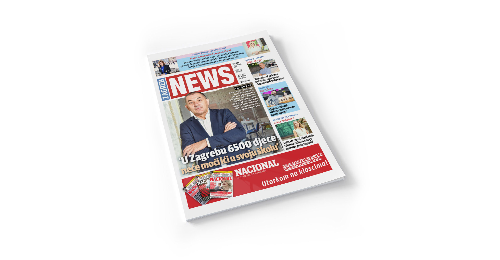 Magazine cover cut out on white Mockup