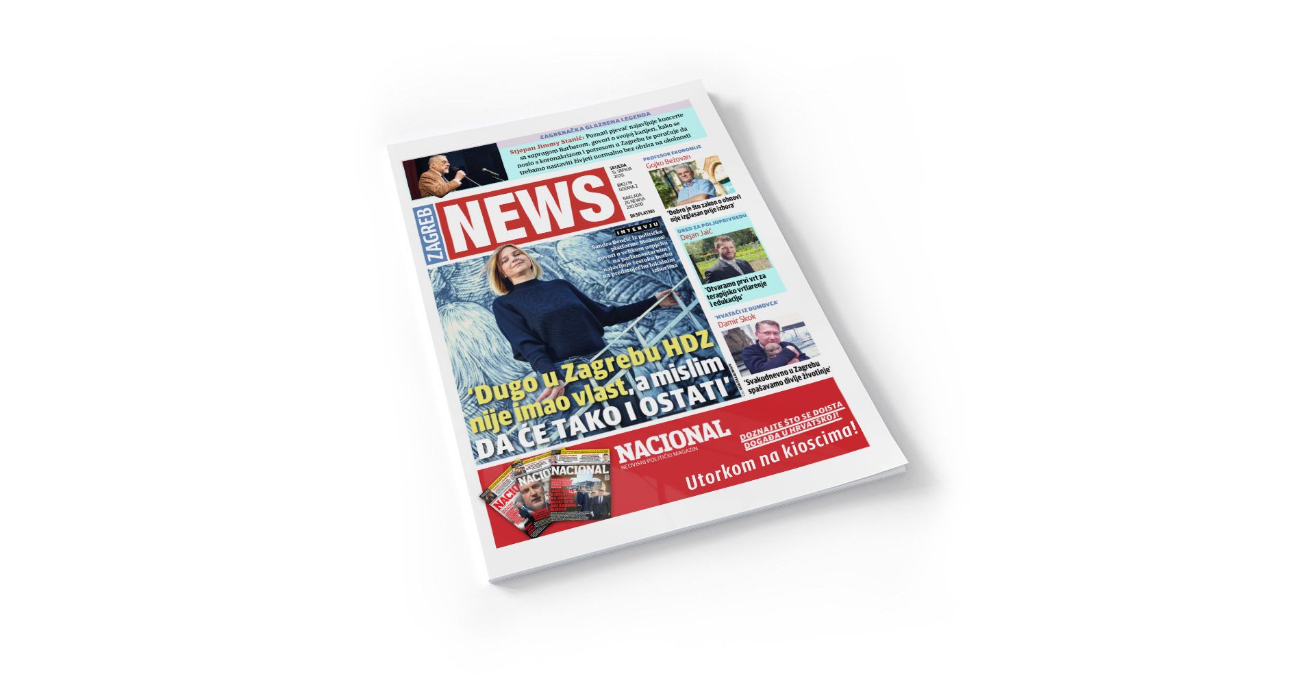 Magazine cover cut out on white Mockup