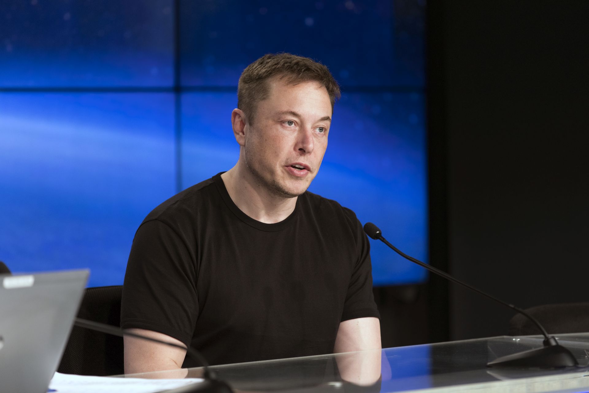 Elon Musk, SpaceX chief executive officer and lead designer, speaks to the news media during a news conference at NASA's Kennedy Space Center in Florida after the successful liftoff of the company’s Falcon Heavy rocket from Launch Complex 39A. The demonstration flight is a significant milestone for the world's premier multi-user spaceport. In 2014, NASA signed a property agreement with SpaceX for the use and operation of the center's pad 39A, where the company has launched Falcon 9 rockets and is preparing for the first Falcon Heavy. NASA also has Space Act Agreements in place with partners, such as SpaceX, to provide services needed to process and launch rockets and spacecraft.