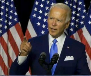 epa08600059 A frame grab image taken from the Biden Harris livestream feed shows former US Vice President and presumptive Democratic presidential nominee Joe Biden speaking during his introduction of California Senator Kamala Harris as his running mate in Wilmington, Delaware, USA, 12 August 2020.  EPA/USA BIDEN HARRIS HANDOUT  HANDOUT EDITORIAL USE ONLY/NO SALES