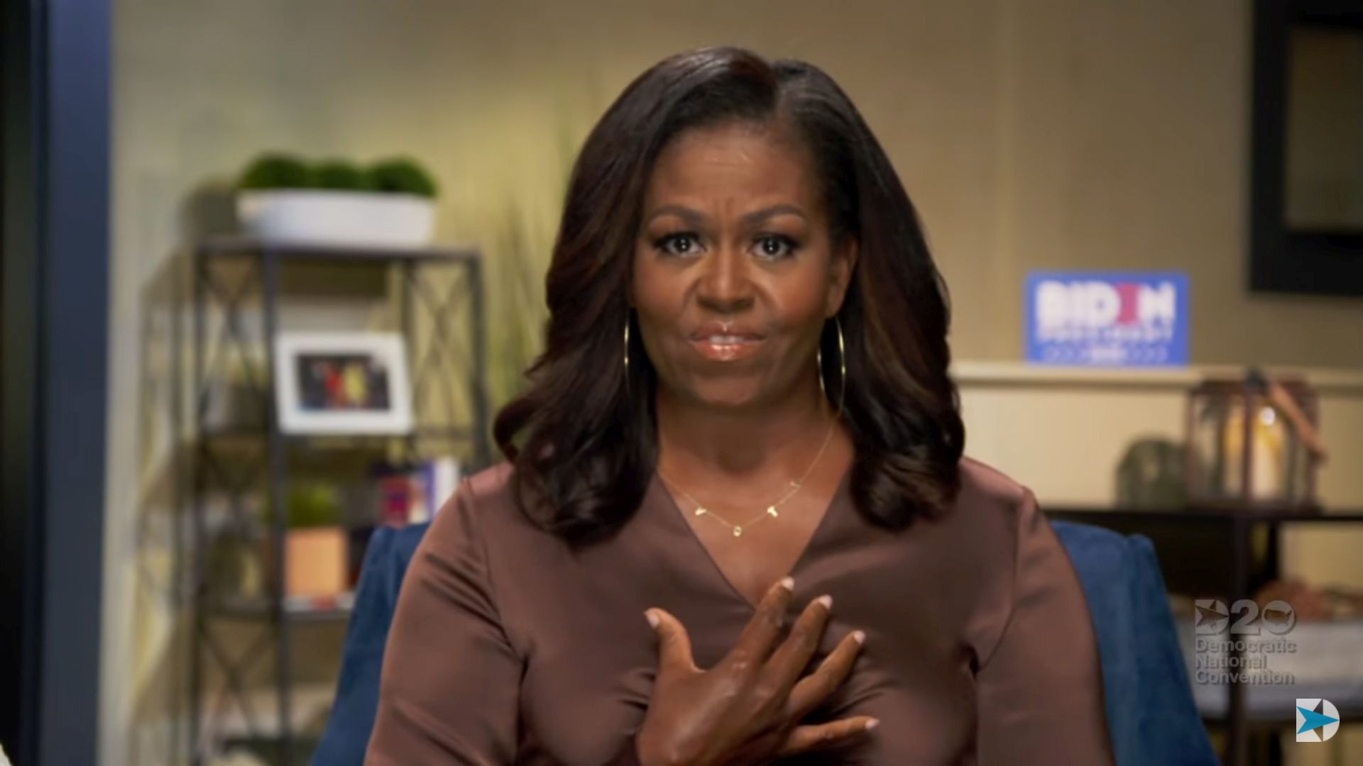epa08610082 A frame grab from a video feed made available by the Democratic National Convention (DNC) shows former US first lady Michelle Obama speaking during the first night of the Democratic National Convention, held as an online event hosted from Milwaukee, Wisconsin, USA, 17 August 2020 (issued 18 August 2020). The 2020 Democratic National Convention will run from 17 August to 20 August.  EPA/DEMOCRATIC NATIONAL CONVENTION HANDOUT  HANDOUT EDITORIAL USE ONLY/NO SALES