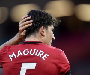 epa08615947 (FILE) - Harry Maguire of Manchester United gestures during the English Premier League match between Manchester United and Southampton FC in Manchester, Britain, 13 July 2020 (reissued 21 August 2020). Manchester United on 21 August 2020 said the club was 'alleged incident involving Harry Maguire in Mykonos'. The centre-back was reportedly arrested on late 20 August on the Greek island of Mykonos for allgedely attacking police outside a bar.  EPA/Peter Powell/NMC/Pool EDITORIAL USE ONLY. No use with unauthorized audio, video, data, fixture lists, club/league logos or 'live' services. Online in-match use limited to 120 images, no video emulation. No use in betting, games or single club/league/player publications. *** Local Caption *** 56212905