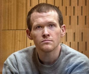 epa08621395 Brenton Tarrant during sentencing at the High Court in Christchurch, New Zealand, 24 August 2020. Australian white supremacist Brenton Tarrant will be sentenced on 24 August for terrorism, 51 murders and 40 attempted murders, for his attack on two mosques in Christchurch in 2019.  EPA/JOHN KIRK-ANDERSON / POOL AUSTRALIA AND NEW ZEALAND OUT