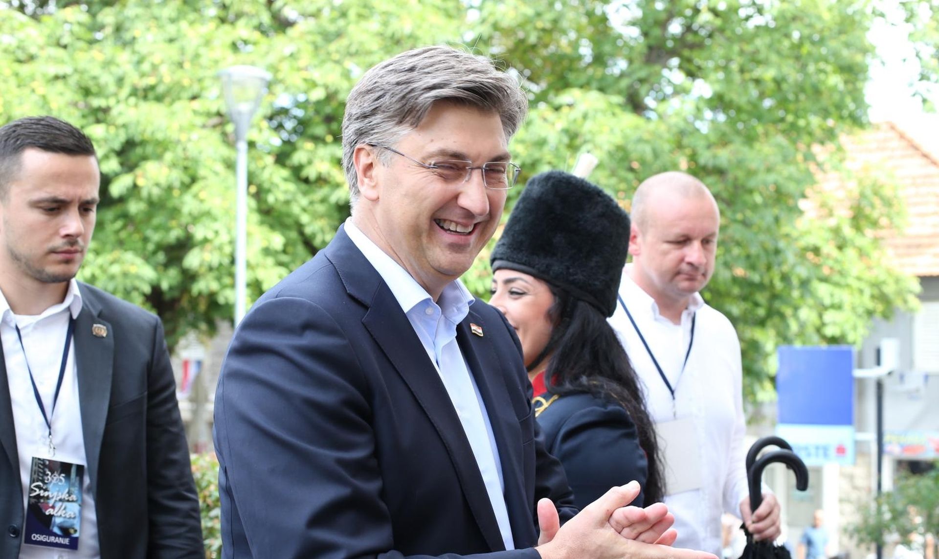 09.08.2020., Sinj – Dolazak uzvanika na Vojvodov prijem u Alkarskim dvorima. 305. Sinjska alka ove godine se odrzava pod posebnim mjerama zbog epitemije koronavirusa. Alkarski turnir odrzava se svake godine u prvoj trecini kolovoza od 1715. godine. Andrej Plenkovic. Photo: Ivo Cagalj/PIXSELL