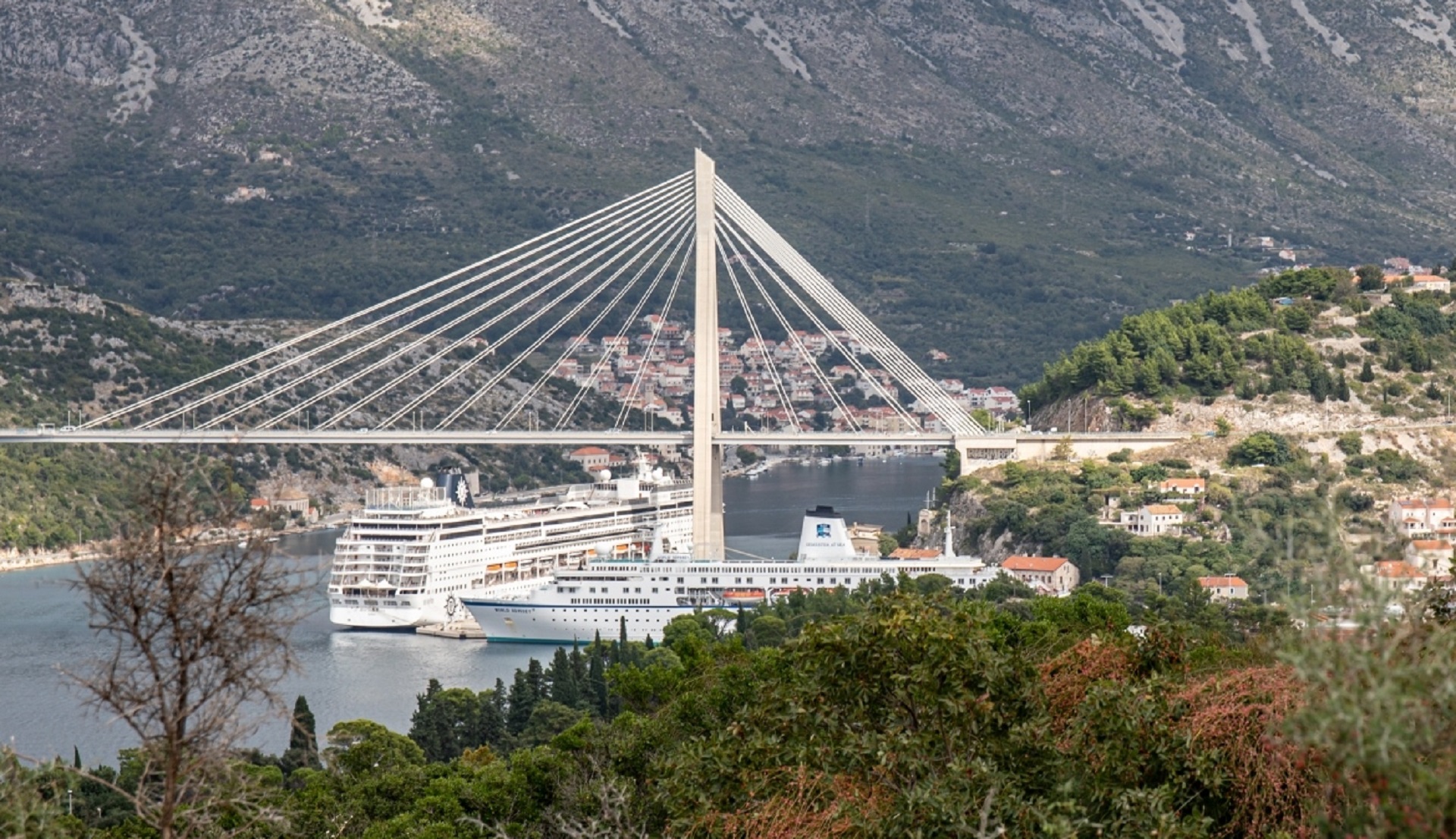 10.10.2019., Babin kuk, Dubrovnik - Pogled na luku Gruz s Babinog kuka. Cetvrtkom je u luci najveci broj kruzera. 
Photo: Grgo Jelavic/PIXSELL