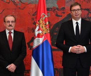 12.05.2020., Beograd, Srbija - Predsjednik Republike Srbije  Aleksandar Vucic primio je  Hidajeta Biscevica, novoimenovanog veleposlanika Republike Hrvatske u Srbiji.  Photo: Srdjan Ilic/PIXSELL
