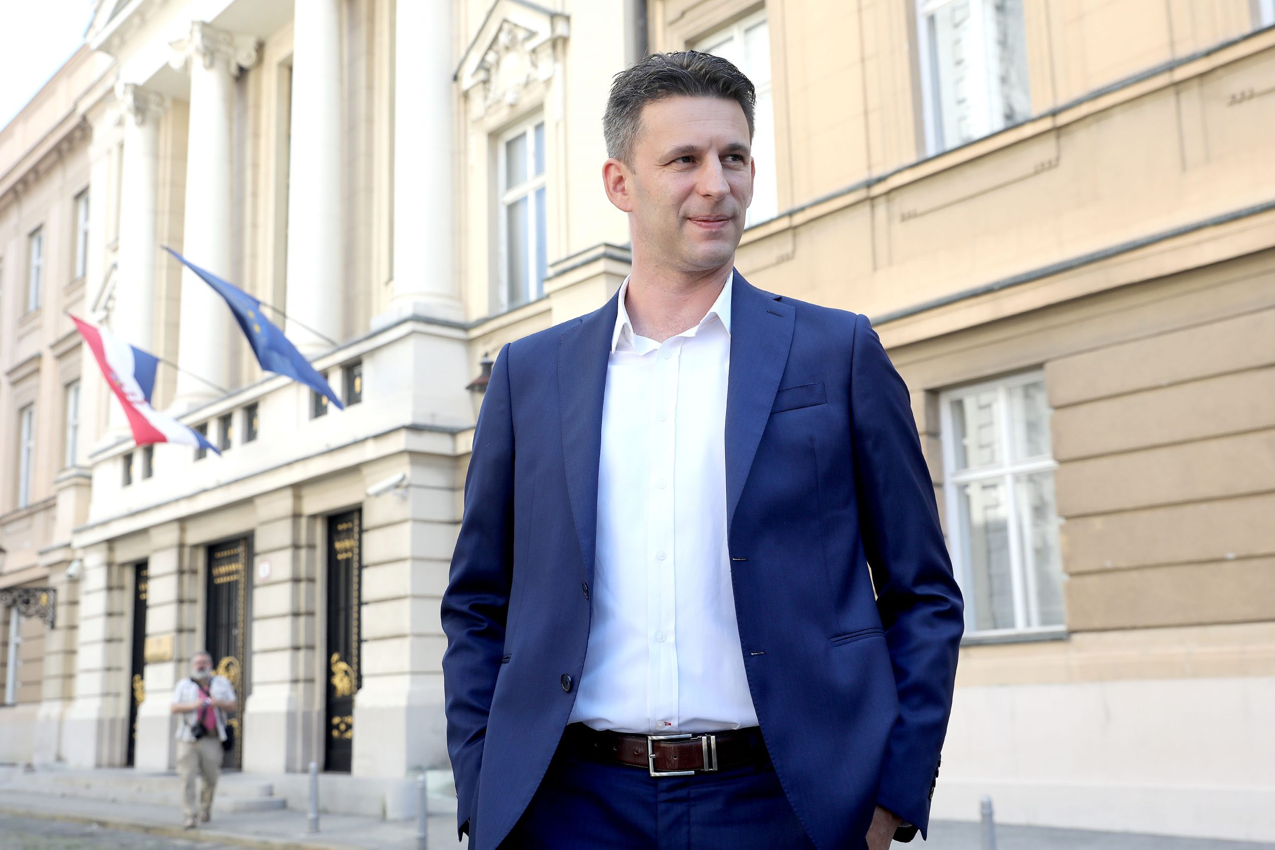30.07.2020., Zagreb - Ispred Sabora je odrzana konferencija za medije Mosta nezavisnih lista na temu "Korona kriza samo je izgovor za nastavak necinjenja i nebrige za stvarne potrebe gradjana". Bozo Petrov. Photo: Patrik Macek/PIXSELL