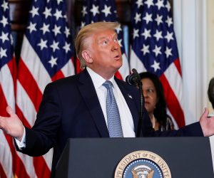 U.S. President Trump hosts signing ceremony marking 100th anniversary of 19th Amendment ratification at the White House in Washington U.S. President Donald Trump speaks prior to signing a proclamation on the 100th anniversary of the ratification of the 19th Amendment of the U.S. Constitution during a ceremony in the Blue Room at the White House in Washington, U.S., August 18, 2020. REUTERS/Carlos Barria CARLOS BARRIA