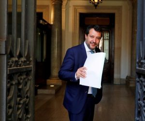 Leader of Italy's far-right League party Matteo Salvini arrives to address the upper house of parliament, in Rome Leader of Italy's far-right League party Matteo Salvini arrives to address the upper house of parliament ahead of a vote by senators on whether to allow magistrates to investigate him for refusing a migrant rescue boat permission to land last year when he was interior minister, in Rome, Italy, July 30, 2020. REUTERS/Remo Casilli REMO CASILLI