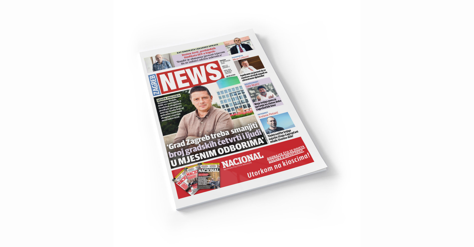Magazine cover cut out on white Mockup