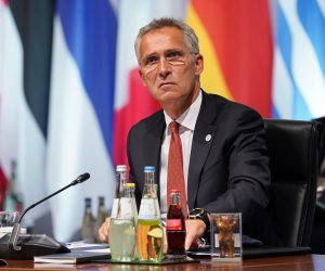 epa08626596 NATO Secretary General Jens Stoltenberg attends a meeting of European Union member states defence ministers, in Berlin, Germany, 26 August 2020. The meeting, which is taking place as part of Germany's head of the rotating presidency of the European Council, is the first such meeting taking place with participants in person since begin of the coronavirus pandemic.  EPA/SEAN GALLUP / POOL
