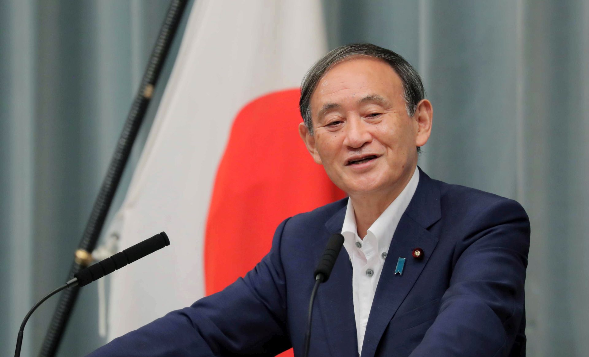 epa08637175 Japan's Chief Cabinet Secretary Yoshihide Suga speaks during a press conference at the prime minister's official residence in Tokyo, Japan, 31 August 2020. According to local media reports, Chief Cabinet Secretary Suga has a rising support from the ruling Liberal Democratic Party lawmakers to succeed to outgoing Japanese Prime Minister Abe who announced his resignation.  EPA/JIJI PRESS JAPAN OUT EDITORIAL USE ONLY/  NO ARCHIVES