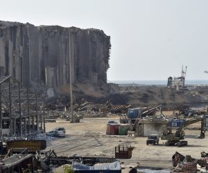epa08641883 A view of a damaged site in Beirut port following a huge explosion rocked the city in Beirut, Lebanon, 02 September 2020. According to Lebanese Health Ministry, at least 190 people were killed, and more than six thousand injured in the Beirut blast that devastated the port area on 04 August and believed to have been caused by an estimated 2,750 tons of ammonium nitrate stored in a warehouse.  EPA/WAEL HAMZEH